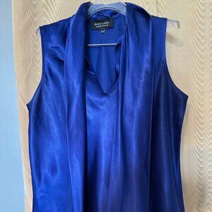 BLACK LABEL BY EVAN PICONE NAVY BLUE SLEEVELESS SATINY TOP